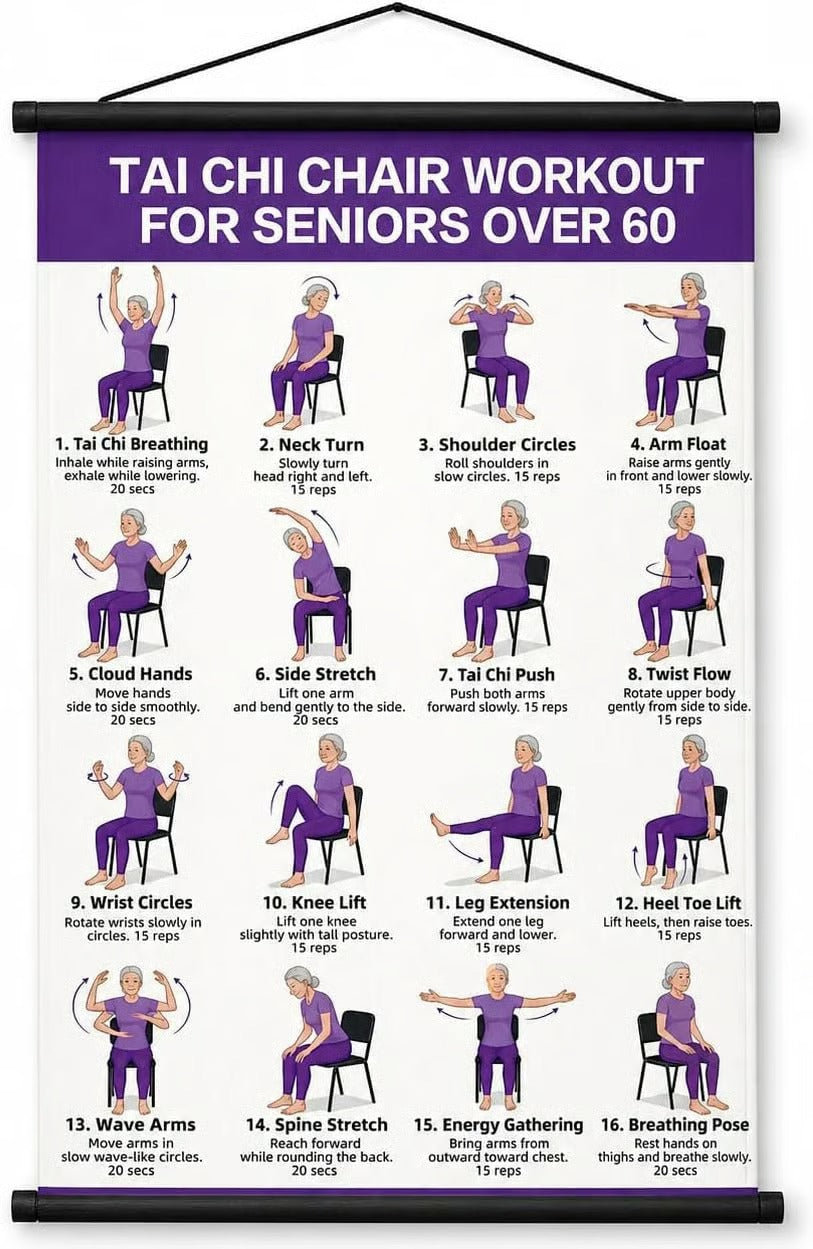 ☯Tai Chi Chair Workout Chart for Seniors