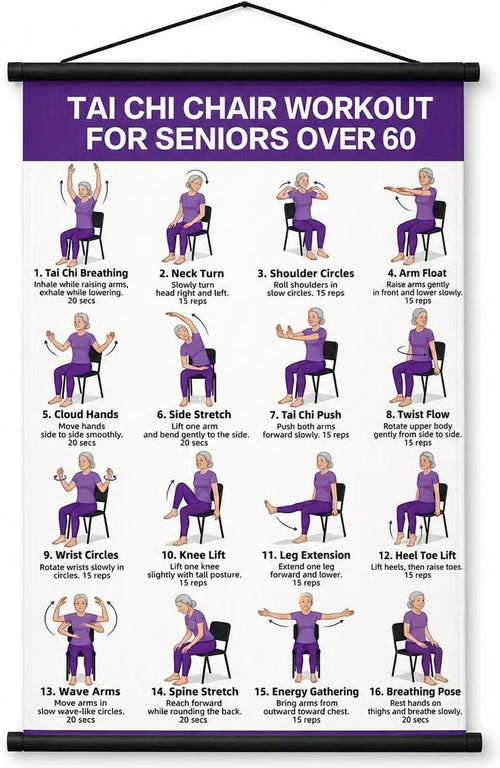 ☯Tai Chi Chair Workout Chart for Seniors