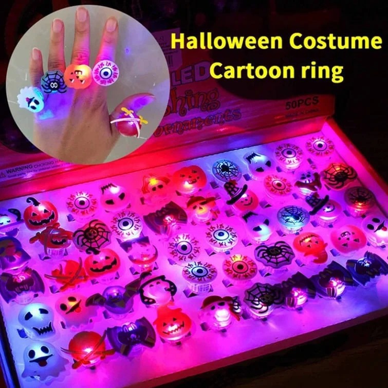 🎁LED Light Halloween Glowing Ring😍Set of 50 PCS