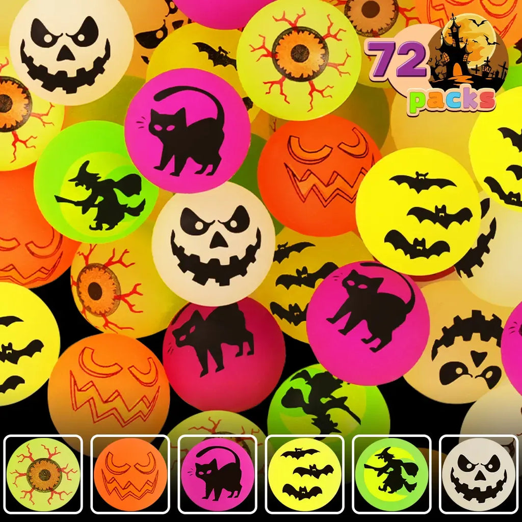 👻72 Pack Halloween Theme Bouncy Balls-Glow in the Dark