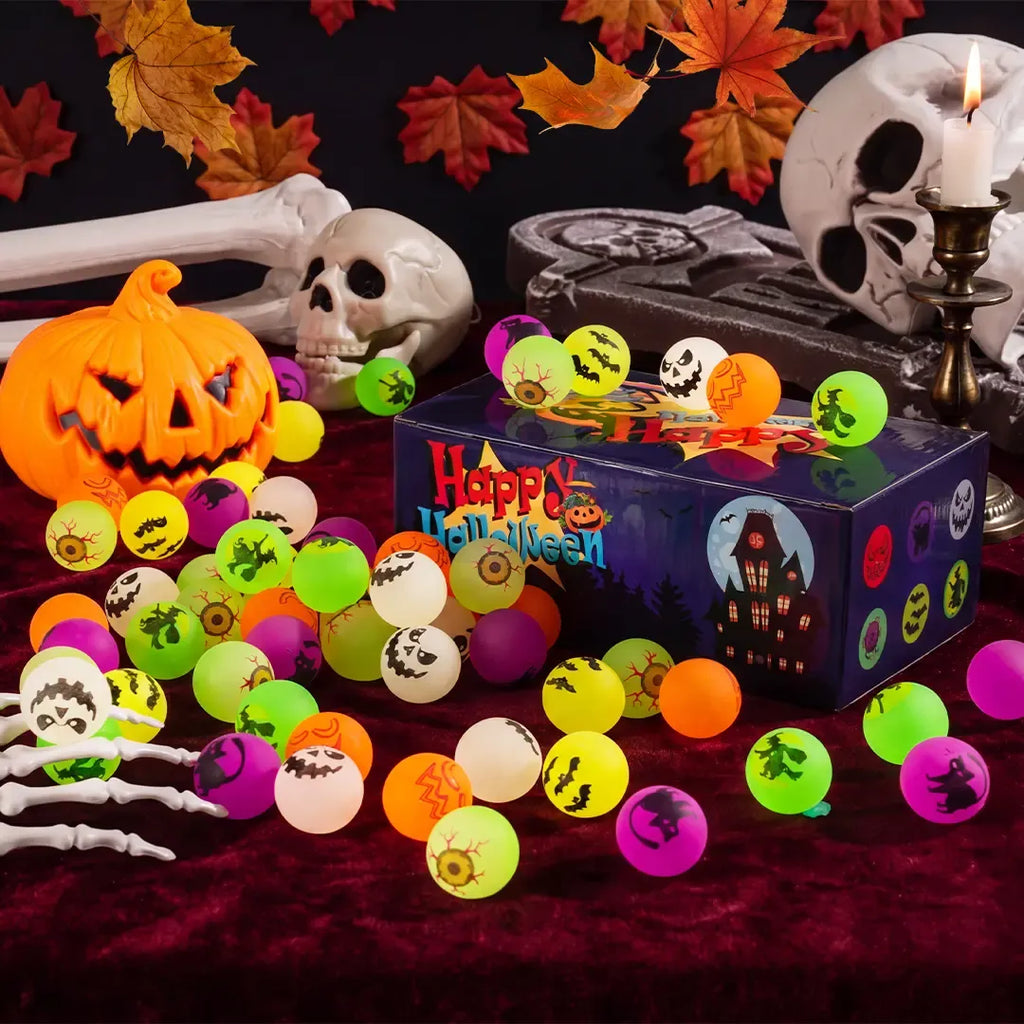 👻72 Pack Halloween Theme Bouncy Balls-Glow in the Dark