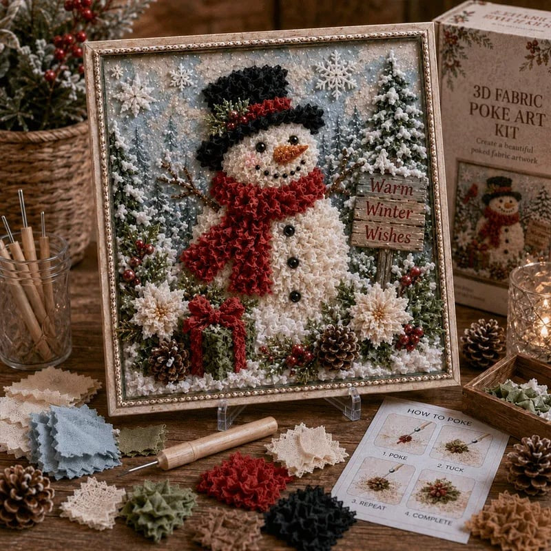 ⛄Premium 3D Christmas Fabric Poke Art Kit