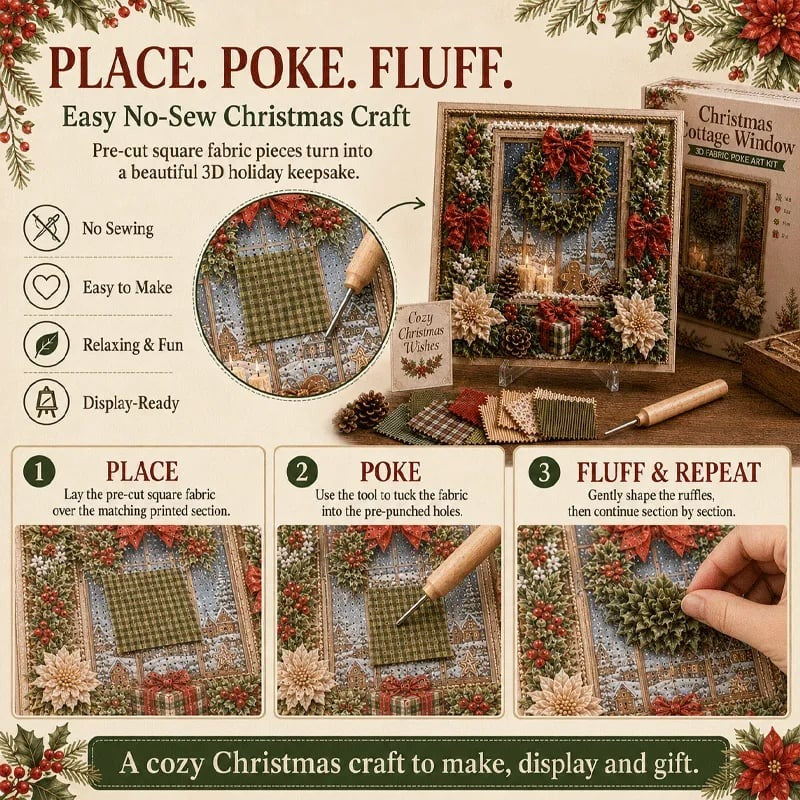 ⛄Premium 3D Christmas Fabric Poke Art Kit
