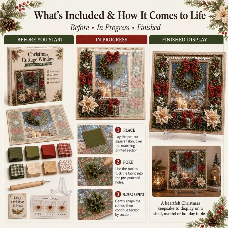 ⛄Premium 3D Christmas Fabric Poke Art Kit